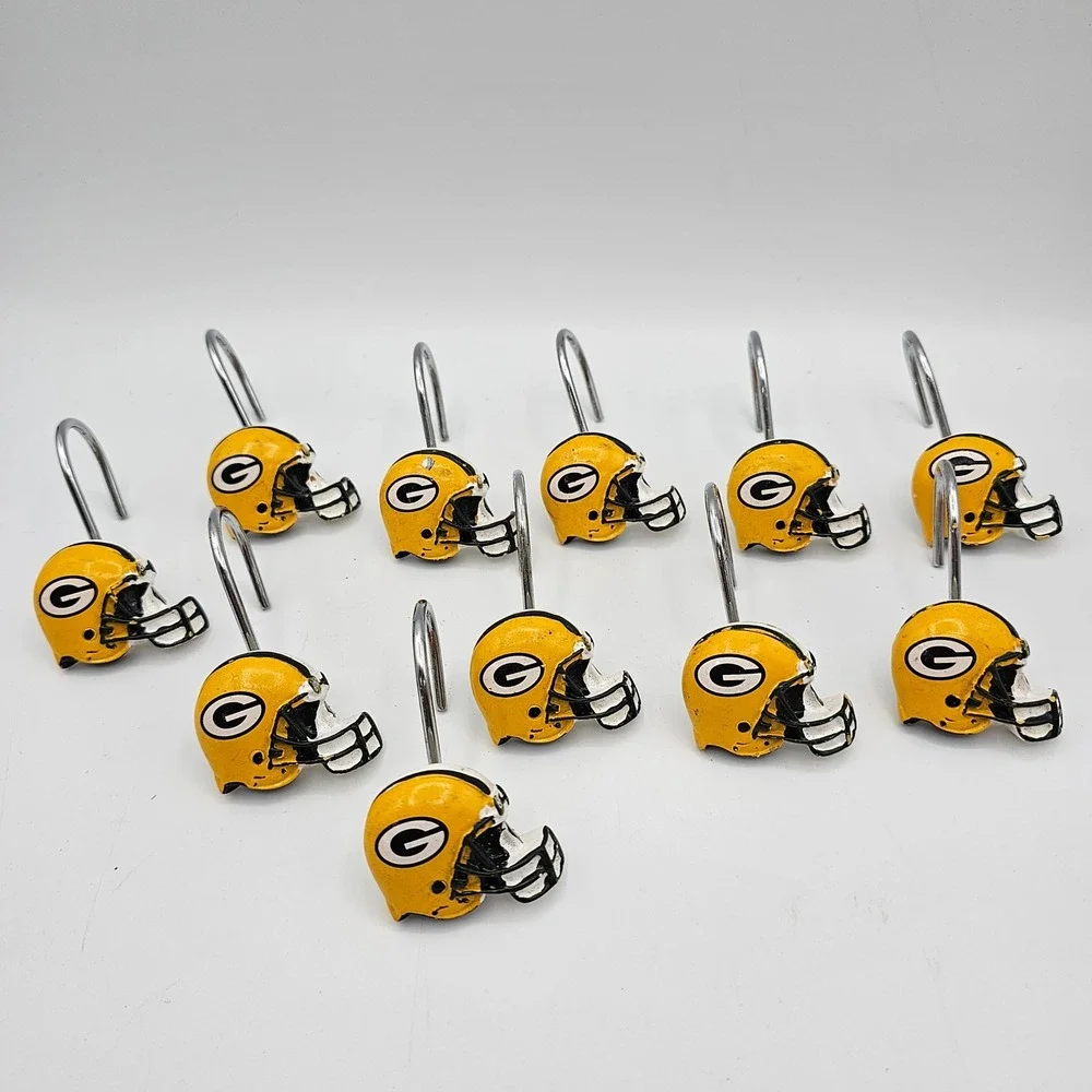 Green Bay Packers Shower Curtain Hooks Set of 11 (Missing One) NFL Football